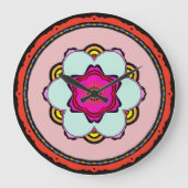 Blume Mandala Wall Clock Große Wanduhr (Vorderseite)