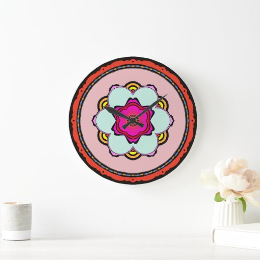 Blume Mandala Wall Clock Große Wanduhr (Zuhause)
