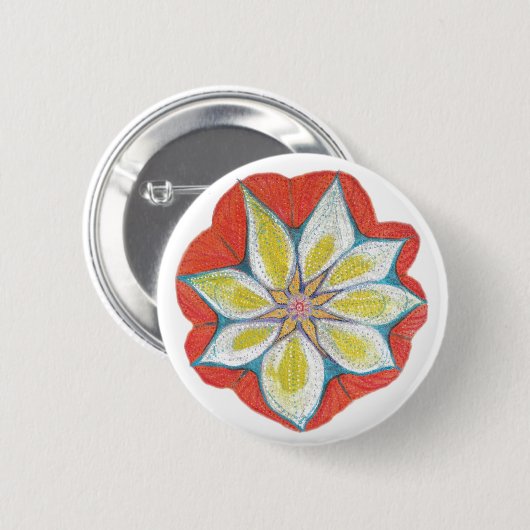 Blume Mandala Yoga Round Abzeichen Button (Vorne & Hinten)