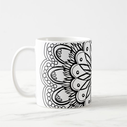 Blume Mandalahand zeichnend Kaffeetasse (Links)