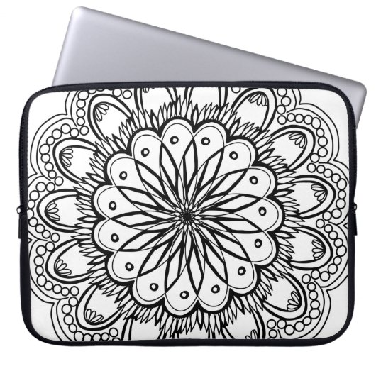 Blume Mandalahand zeichnend Laptopschutzhülle (Vorderseite)