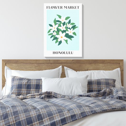 Blume Market Honolulu White Jasmine Floral Leinwanddruck (Insitu (Schlafzimmer))