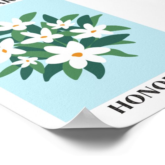 Blume Market Honolulu White Jasmine Floral Poster (Ecke)