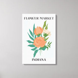 Blume Market Indiana Peach Peony Floral Leinwanddruck