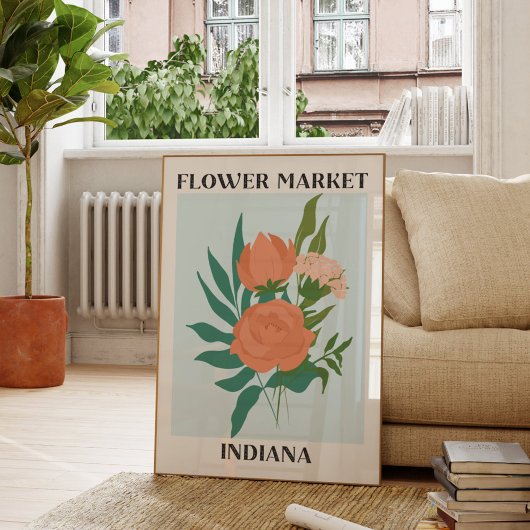 Blume Market Indiana Peach Peony Floral Poster