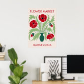 Blume Markt Abstrakt Retro Poppy Poster (Heimbüro)
