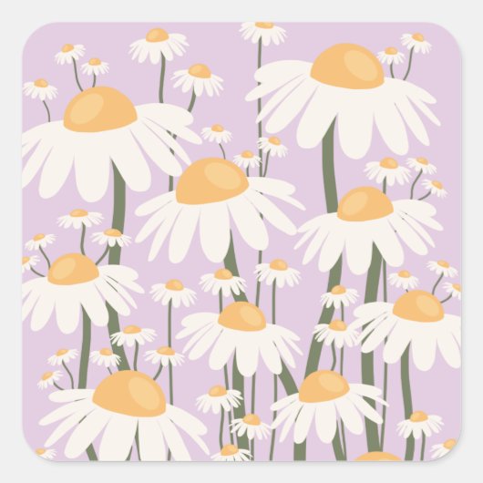 Blume Markt Amsterdam Abstrakt Retro Daisies Quadratischer Aufkleber (Vorderseite)