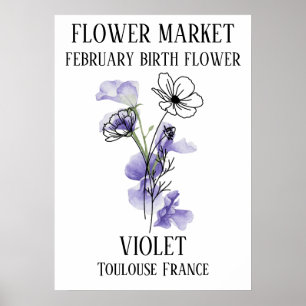 Blume Markt Birma Blume FEBRUARY Art Print Poster