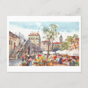 Blume Markt in Nizza, Frankreich, Vintage Postkart Postkarte