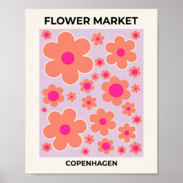 Blume Markt Kopenhagen Retro farbenfrohe Blumen Poster