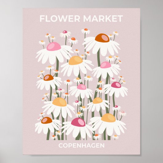 Blume Markt Kopenhagen Rosa Blumenmuster Poster (Vorne)