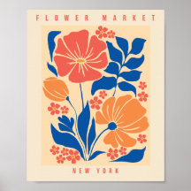 Blume Markt New York Retro Blumendruck