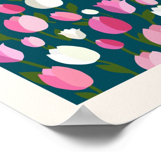 Blume Markt Prag Tulips Navy Blau und Rosa Poster (Ecke)