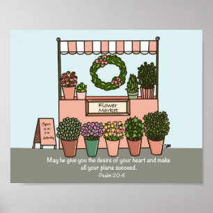 Blume Markt Psalm 20:4 Digitale Kunstdrucke Poster