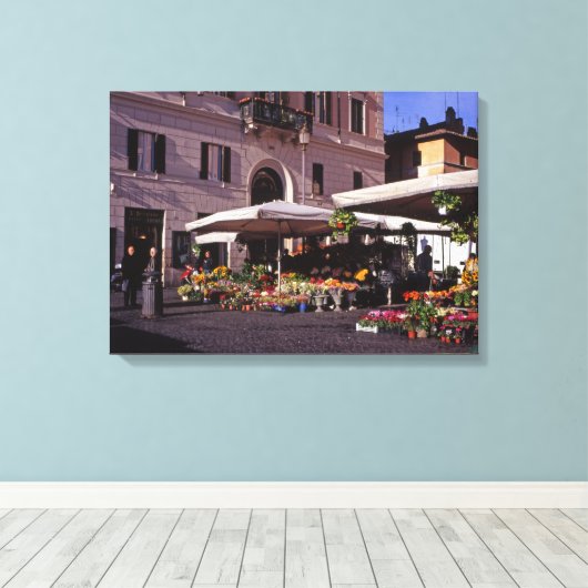 Blume-Markt Rom Leinwanddruck (Insitu (Holzboden))