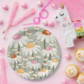 Blume Markt Tokyo Retro Daisis Seite Grün Pappteller (Party)