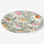 Blume Markt Tokyo Retro Daisis Seite Grün Pappteller (Schrägansicht)