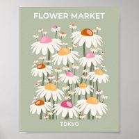 Blume Markt Tokyo Retro Daisis Seite Grün