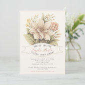 Blume Markt Vintag Illustrierte Babydusche Einladung (Stehend Vorderseite)