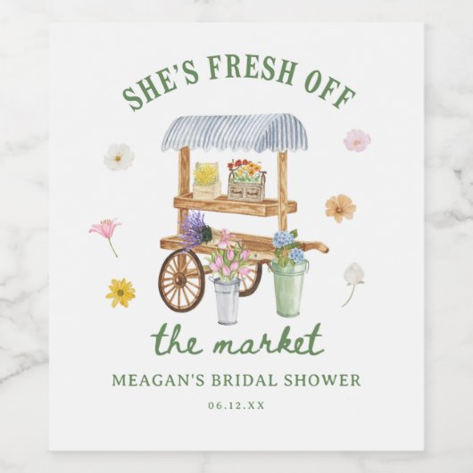 Blume Markt vor dem Brautparty des Marktes Weinetikett (Einzelnes Label)