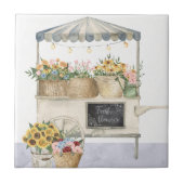 Blume Marktdiagramm Watercolor Kernstück Kunst Fliese (Vorderseite)