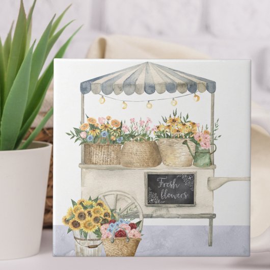 Blume Marktdiagramm Watercolor Kernstück Kunst Fliese