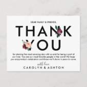 Blume | Maroon Danke Empfang Card Postkarte (Vorderseite)