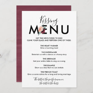 Blume Maroon Kissing Menu Einladung