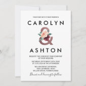 Blume | Maroon Rose Gold Wedding Einladung (Vorderseite)