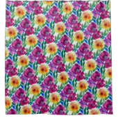 Blume Maroon und Gelb Duschvorhang (Vorderseite)