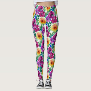 Blume Maroon und Gelb Leggings