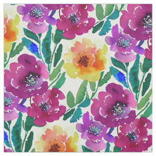 Blume Maroon und Gelb Stoff
