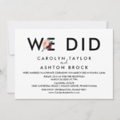 Blume | Maroon Wir haben nur Empfang gemacht Einladung (Vorderseite)