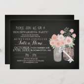 Blume Mason Jar Chalkboard Housewarming Einladung (Vorne/Hinten)