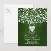 Blume mason jar smarald Save the Date Postkarten (Vorne/Hinten)