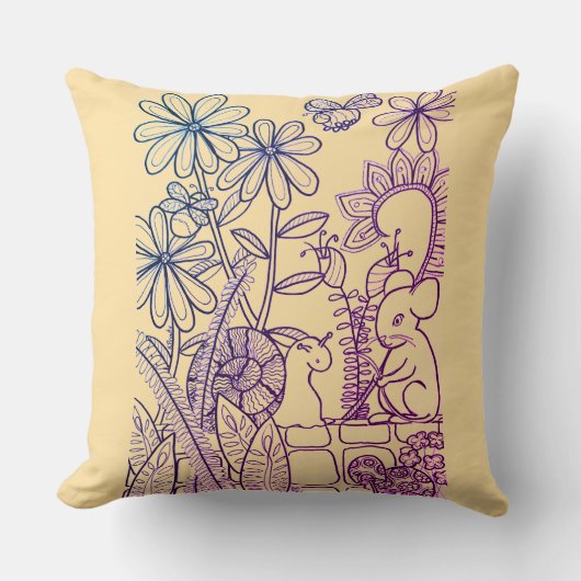 Blume, Maus und Schnecke, kariert Kissen (Vorderseite)