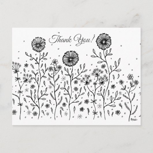 Blume Meadow Line Art Vielen Dank! Postkarte (Vorderseite)