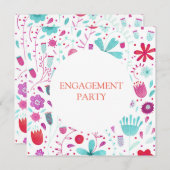 Blume Meadow Watercolor Aquamarine Engagement Part Einladung (Vorne/Hinten)