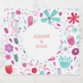 Blume Meadow Watercolor Aquamarine Hochzeit Bierflaschenetikett (Einzelnes Label)