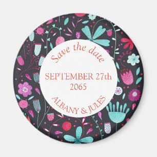 Blume Meadow Watercolor Dunkel Save the Date Magnet