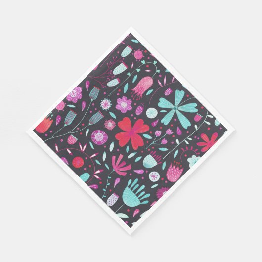 Blume Meadow Watercolor Dunkel Serviette (Ecke)