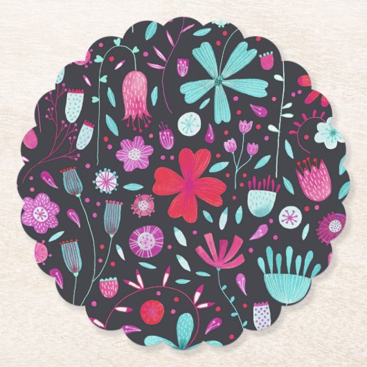 Blume Meadow Watercolor Dunkel Untersetzer (Vorderseite)