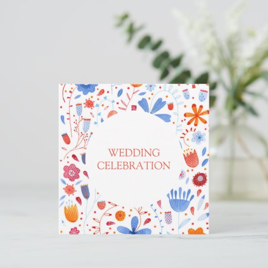 Blume Meadow Watercolor Hochzeit Einladung (Stehend Vorderseite)