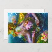 Blume Mermaid Postkarte (Vorne/Hinten)