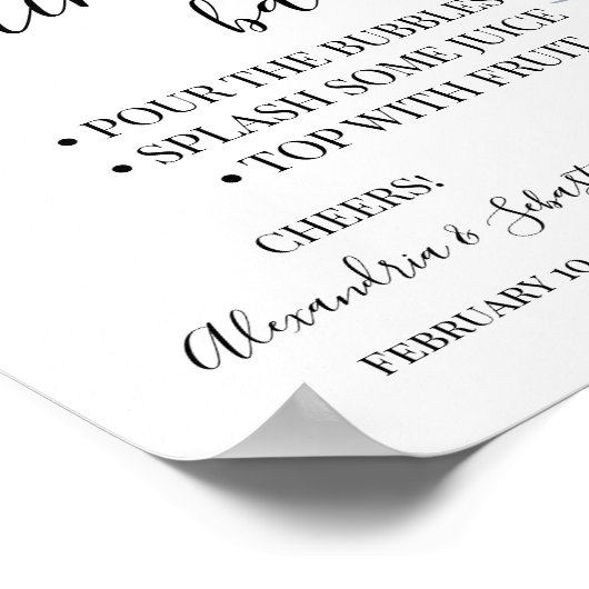 Blume Mimosa Bar Brautparty Zeichen Poster (Ecke)