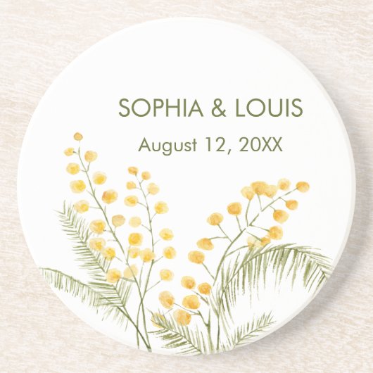 Blume Mimosa Getränkeuntersetzer (Vorne)