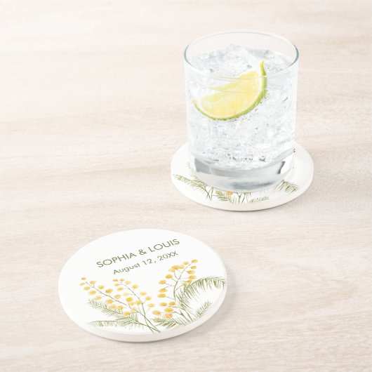 Blume Mimosa Getränkeuntersetzer (Seite)