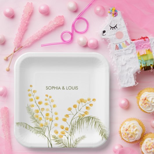 Blume Mimosa Pappteller (Party)