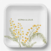 Blume Mimosa Pappteller (Vorderseite)