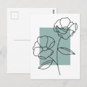 Blume Minimalistischer Linien Postkarte (Vorne/Hinten)